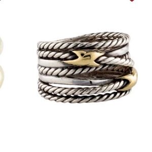 David Yurman Double X Cross Ring, size 7.5